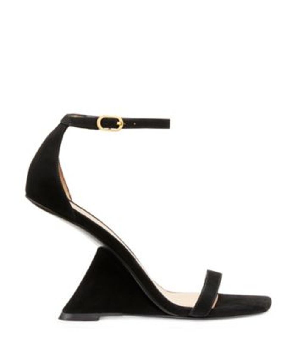 Stuart Weitzman Sleek Black Nudist Rebel Sandal Heels Size 7.5